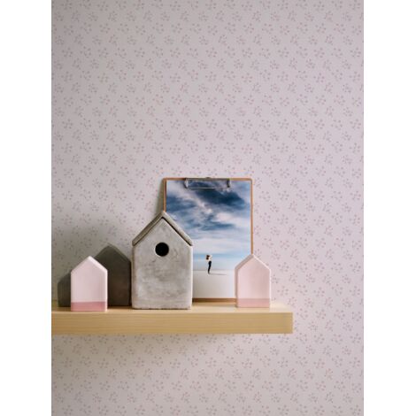 Papier peint floral vintage sur fond gris Tapisserie nature à fleurs mauves style cottage Papier peint charme idéal pour salon