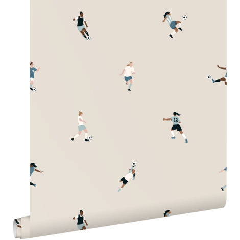 papier peint footballeuses beige  - ESTAhome