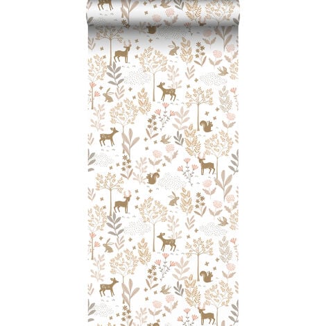 Papier peint forêt avec des animaux de la forêt - 50 x 900 cm de ESTAhome
