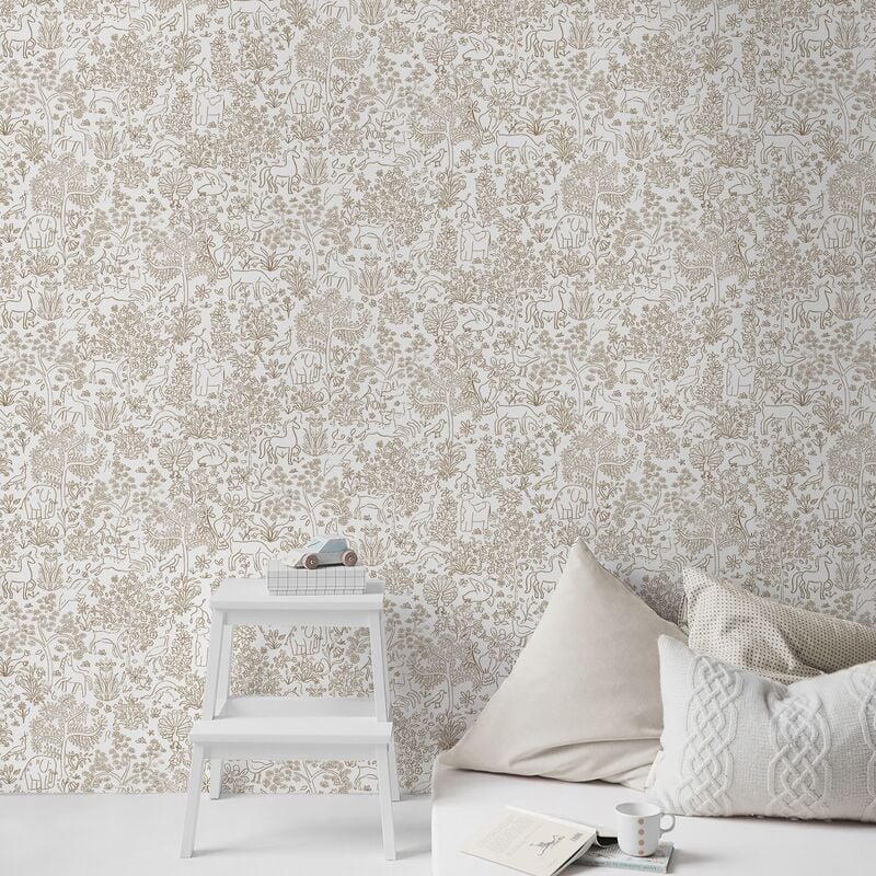 Papier peint intissé Forêt Magique Puck 1005 x 52cm Ocre, blanc