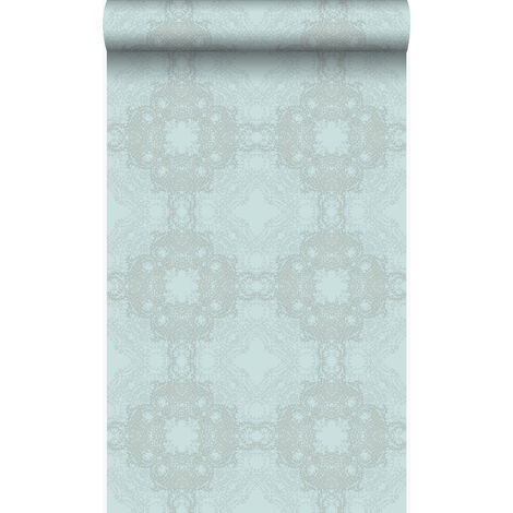 papier peint forme graphique bleu canard - Origin Wallcoverings