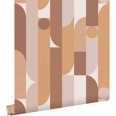 papier peint formes géométriques marron clair - ESTAhome