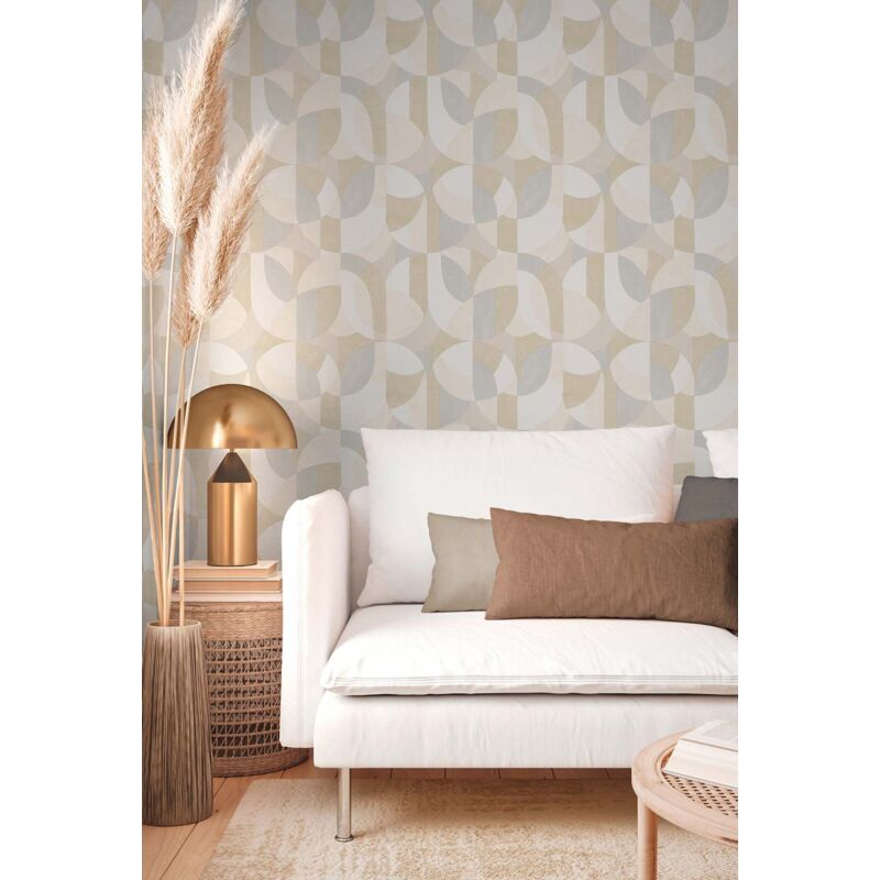 Papier peint art moderne, arbstrait, beige, salon, cuisine, hôtel, 399324
