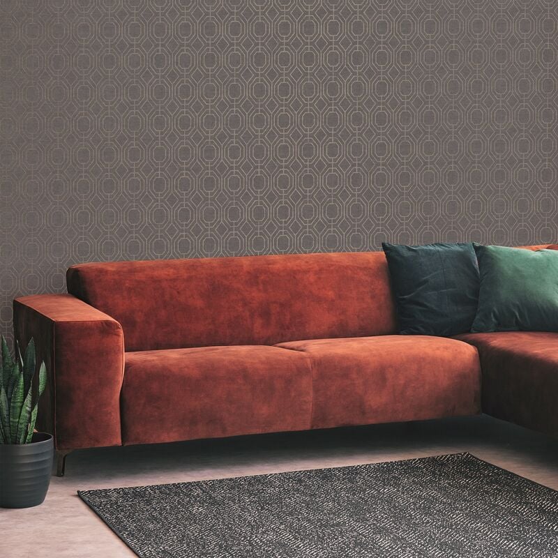 Papier peint intissé Géométrique Luxe 1005 x 52cm Gris