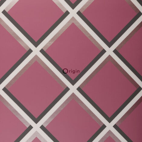 papier peint géométrique violet aubergine - Origin Wallcoverings