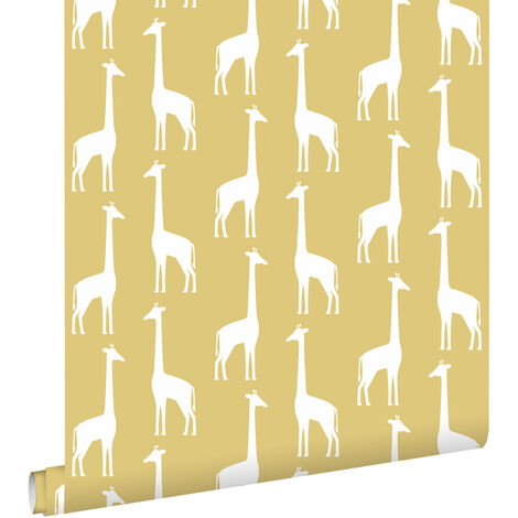 papier peint girafes jaune ocre - ESTAhome