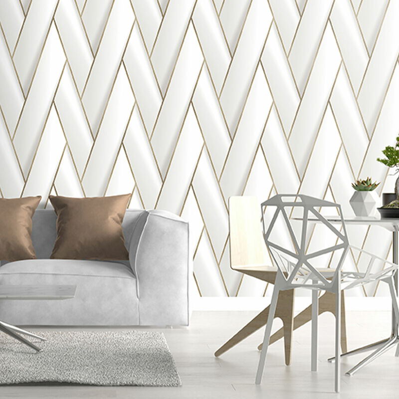 Hxadeco - Papier peint géométrique art doré 53x1000cm