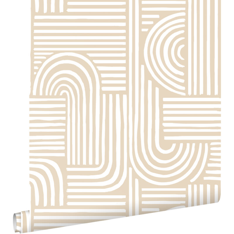 Papier peint graphique 3D sable beige - ESTAhome