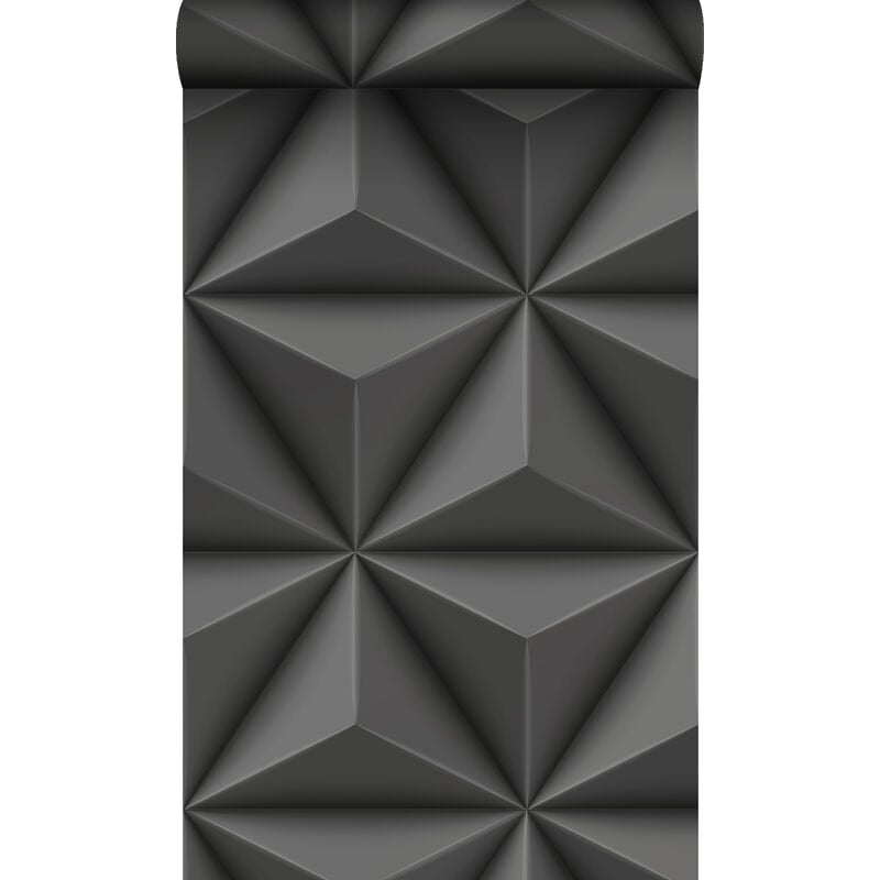 Estahome - papier peint graphique 3D gris foncé - Origin Wallcoverings
