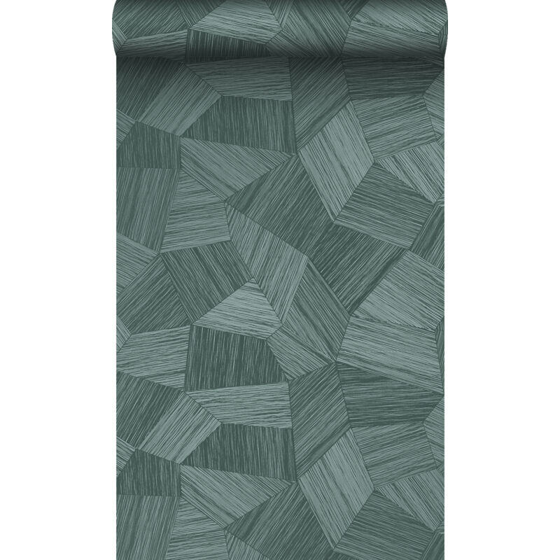 Estahome - papier peint graphique 3D vert pétrole - Origin Wallcoverings