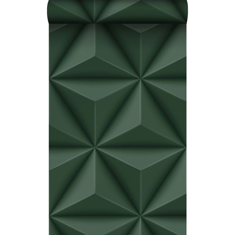 Estahome - papier peint graphique 3D vert foncé - Origin Wallcoverings