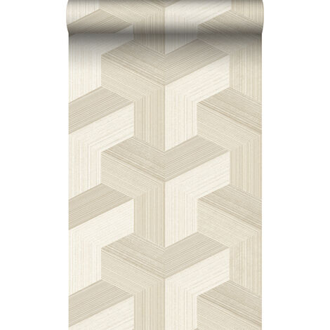 papier peint graphique 3D beige clair  - Origin Wallcoverings