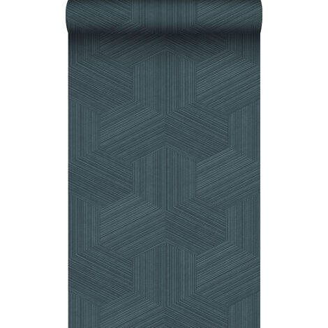 papier peint graphique 3D bleu foncé - Origin Wallcoverings