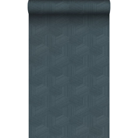 papier peint graphique 3D bleu foncé  - Origin Wallcoverings