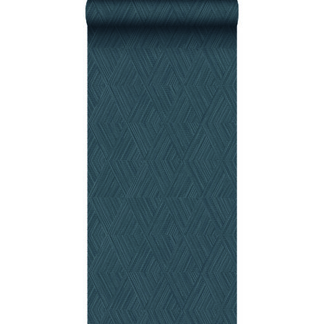 papier peint graphique 3D bleu foncé - Origin Wallcoverings