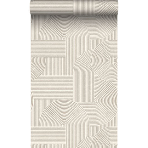 papier peint graphique 3D gris chaud  - Origin Wallcoverings