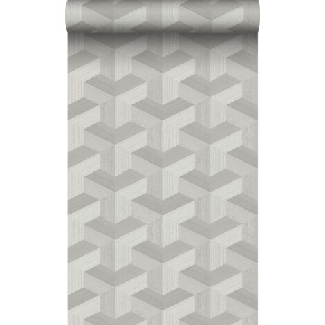 papier peint graphique 3D gris  - Origin Wallcoverings