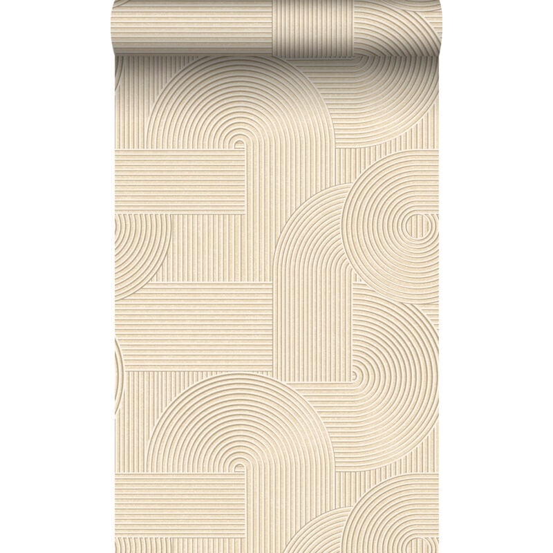 Papier peint graphique 3D sable beige Origin Wallcoverings