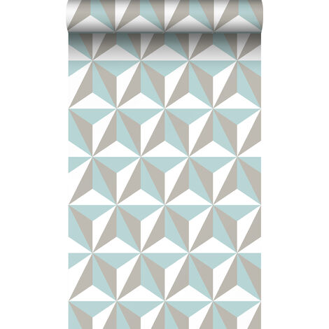 papier peint graphique 3D vert céladon  - Origin Wallcoverings