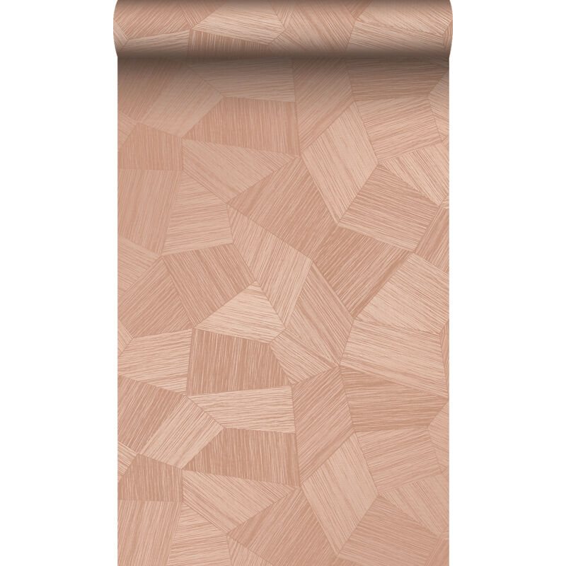 Papier peint graphique 3D rose terracotta Origin Wallcoverings