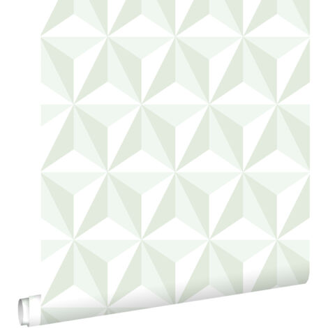 papier peint graphique 3D vert menthe - ESTAhome