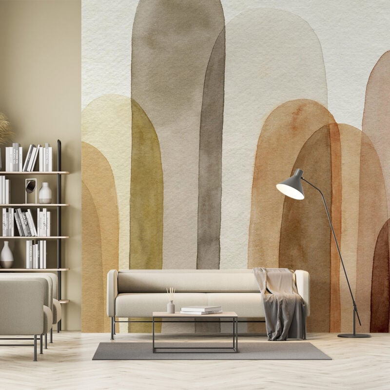 Papier peint graphique arches terracotta