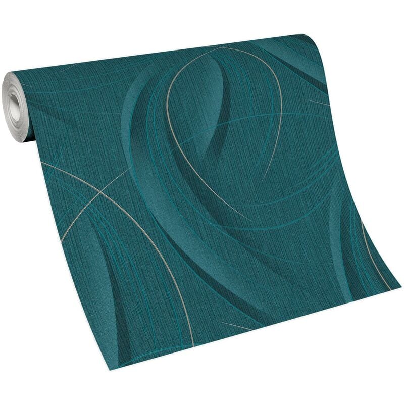 Papier peint graphique bleu & jaune pour salon | Tapisserie moderne à motif géométrique bleu | Papier peint abstrait idéal bureau moderne