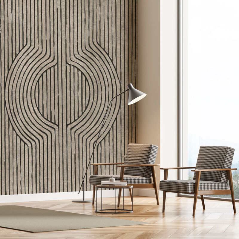 Papier peint graphique bois de cedre