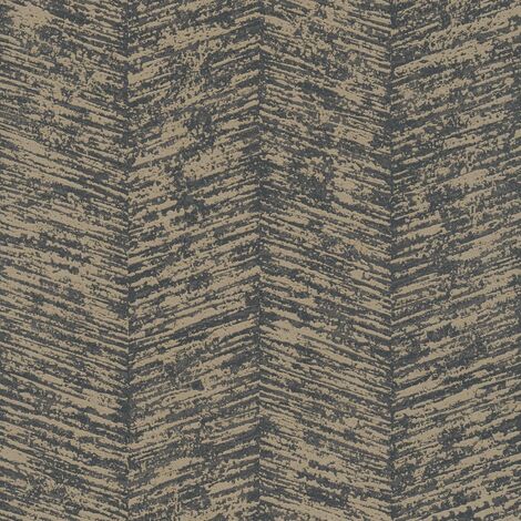 Papier peint graphique cuivre et marron Tapisserie effet chevrons rayés Papier peint contemporain idéal pour salon