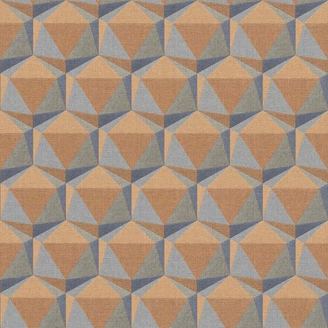 Papier peint graphique orange et gris Tapisserie hexagones effet de profondeur 3D Papier peint moderne géométrique idéal couloir