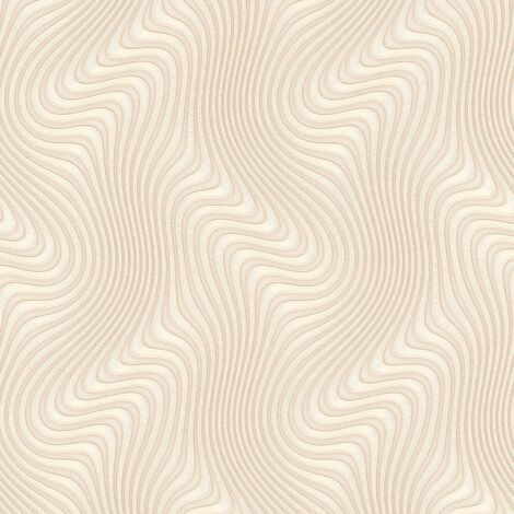 Papier peint graphique original beige irisé | Tapisserie beige graphique moderne chambre | Papier peint intissé salon & couloir