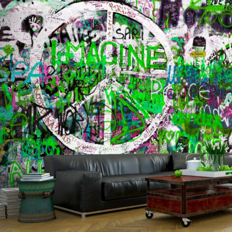 Papier Peint "Green Graffiti" 70 x 100 cm