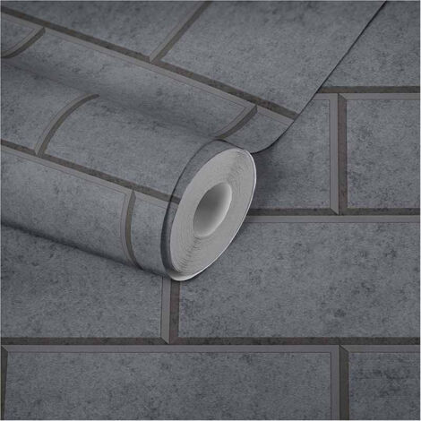 Papier peint gris anthracite imitation brique Tapisserie imitation pierre pour cuisine Papiers peints modernes pour salon
