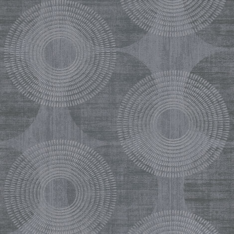 Papier peint gris anthracite motif rond Tapisserie géométrique moderne pour salon Papier peint intissé chambre adulte