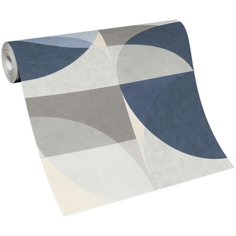 Papier peint gris argent effet 3D  Tapisserie graphique originale grise argenté  Papier peint intissé salon, salle à manger & chambre