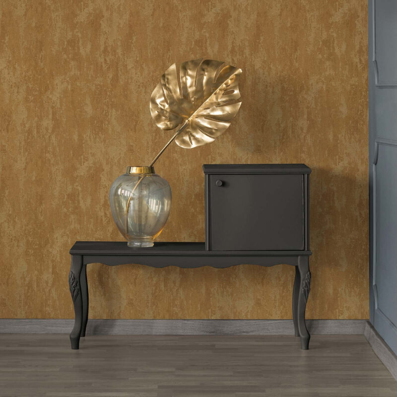 Papier peint moderne marron doré Tapisserie marron dorée aspect crépi pour salon Papier peint couloir bureau et chambre