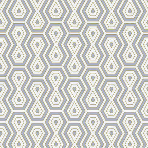 Papier peint gris blanc & or à motif géométrique Tapisserie rétro intissée idéale chambre adulte Papier peint graphique gris & doré