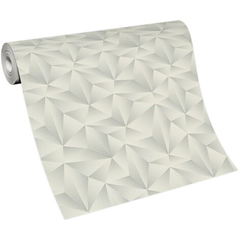 Papier peint gris clair effet d'optique relief chambre adulte | Tapisserie grise 3D idéale salon | Papier peint 3D intissé moderne