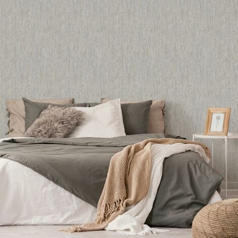 Papier peint gris effet béton moderne salon & couloir | Tapisserie béton grise tendance chambre adulte | Papier peint intissé bureau