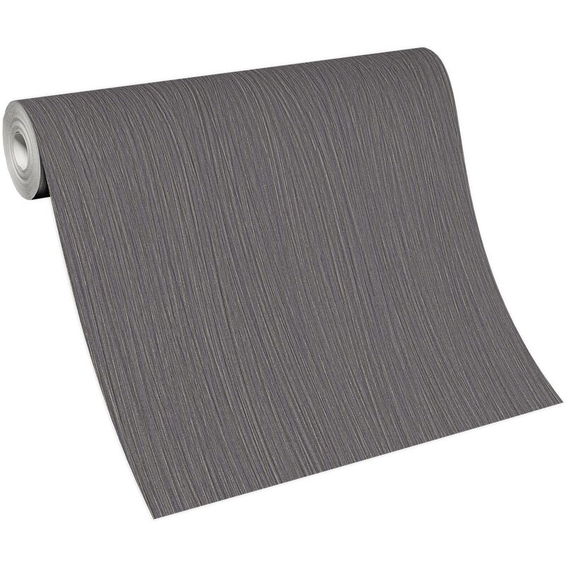 Papier peint gris foncé tendance chambre adulte | Tapisserie unicolore grise bureau | Papier peint strié couloir & salon