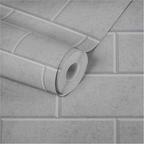 Papier peint gris imitation brique Tapisserie tendance pour cuisine effet pierre Papiers peints brique moderne pour salon