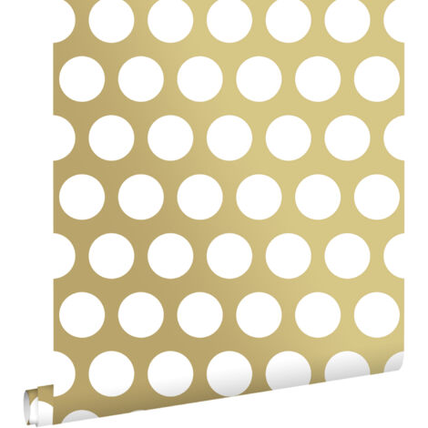 papier peint gros points or brillant et blanc  - ESTAhome