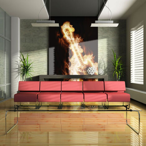 Papier Peint "Guitare en Flammes" 270 x 350 cm