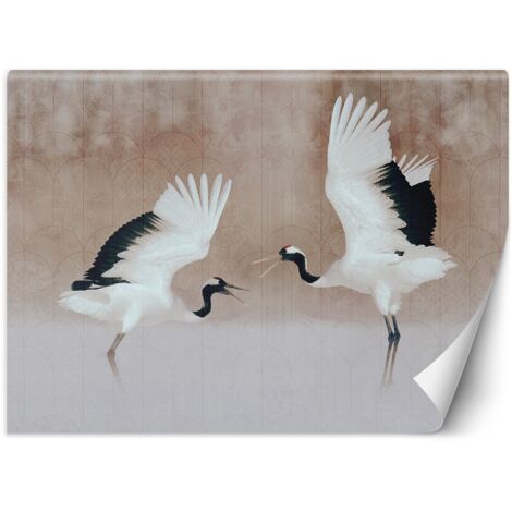 Papier peint Héron oiseaux beige 100x70