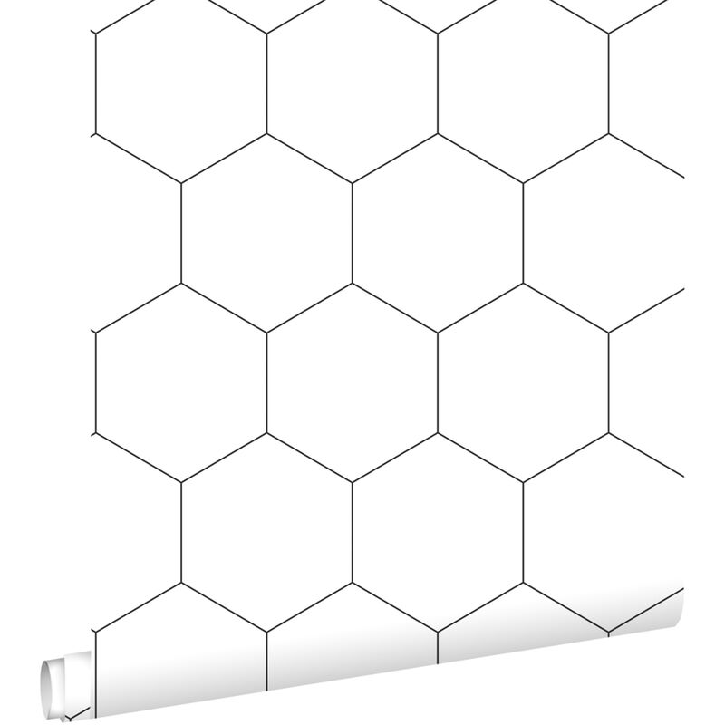Papier peint hexagone noir et blanc Estahome