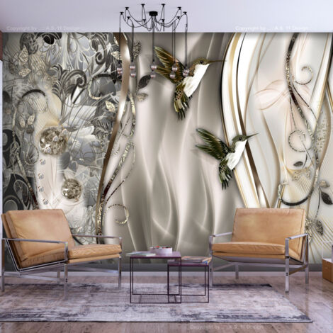 Papier Peint "Hummingbirds on the Wave Brown" 175 x 250 cm