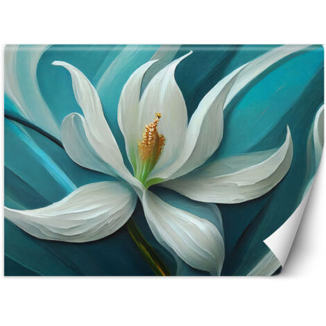 Papier peint Image Fleur de lys turquoise peinte 400x280