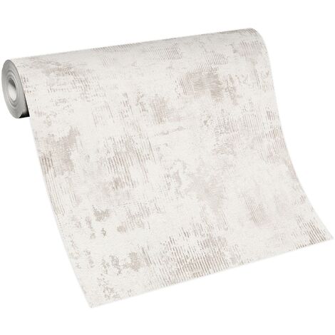 Papier peint imitation béton beige crème moderne  Tapisserie tendance uni blanche idéale entrée  Papier peint effet ciment pour style industriel