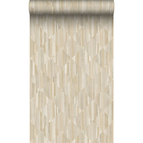 papier peint imitation bois en 3D sable beige - Origin Wallcoverings