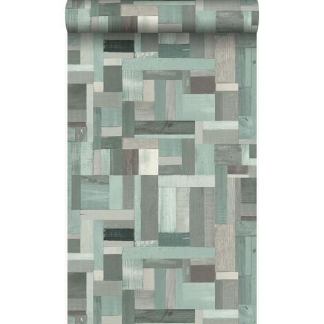 papier peint imitation bois vert grisé  - Origin Wallcoverings